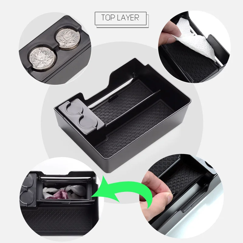 For Tesla Model 3/Y 2020-2018 Gen 1 Center Console Organizer Storage Box Tray Interior Accessories |