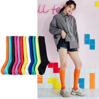 korean version of solid color woman socks candy color socks for women spring summer knee socks womens preppy thigh high socks