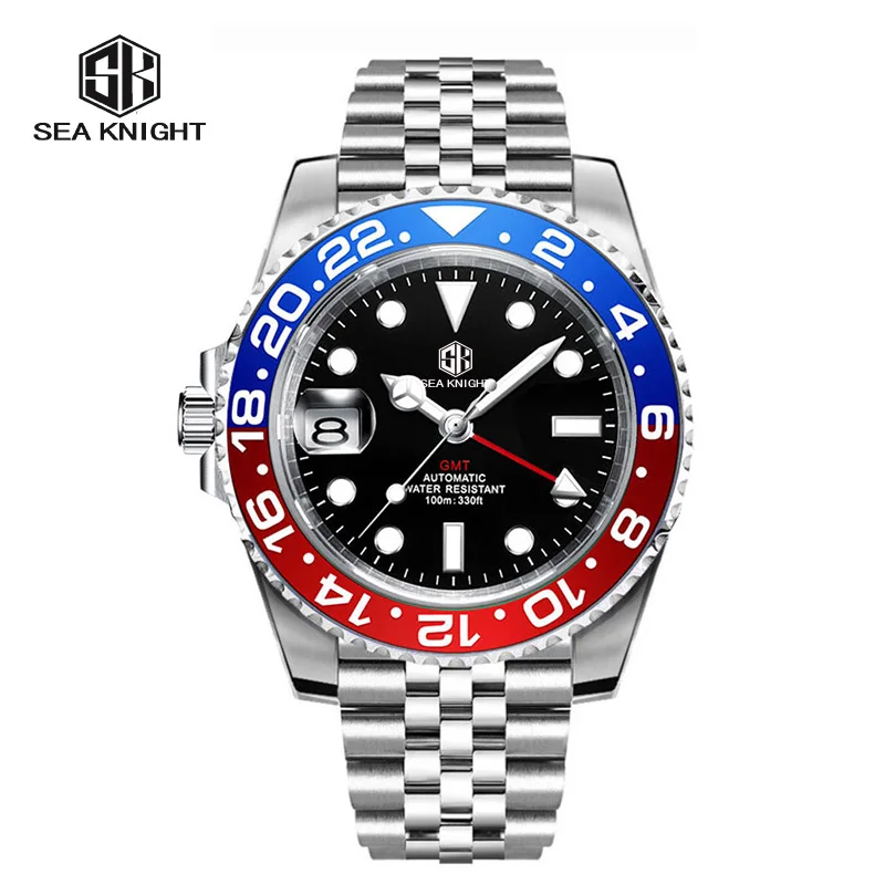 

Роскошные мужские часы Sea knigh GMT NH34 автоматические механические часы для дайвера 40 мм Сапфировая нержавеющая сталь 100 м водонепроницаемые часы