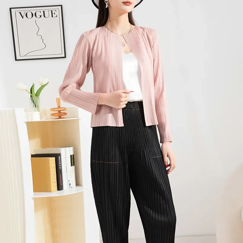 Женское Плиссированное пальто GGHK Miyake новый простой Повседневный Кардиган на