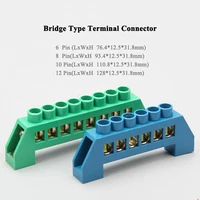 6p 8p 10p 12p blue green bridge type terminal connector neutral block 8x12mm brass wire conncetion cooper conductor high current