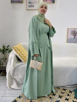 Eid Morocco Muslim Dress Women Abaya 3 Piece Set Kaftans Evening Dresses Woman Dubai Turkey Islam Long Dress Robe Femme Vestidos 2