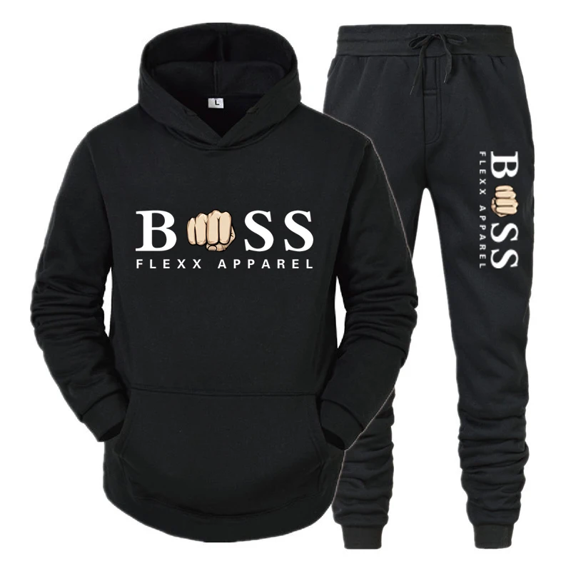 

2021 Autumn And Winter Printed Casual Sportswear Mens Suit Hoodie Pants Two-piece Tracksuit Hooded Sweater Suit Sportswear 3XL