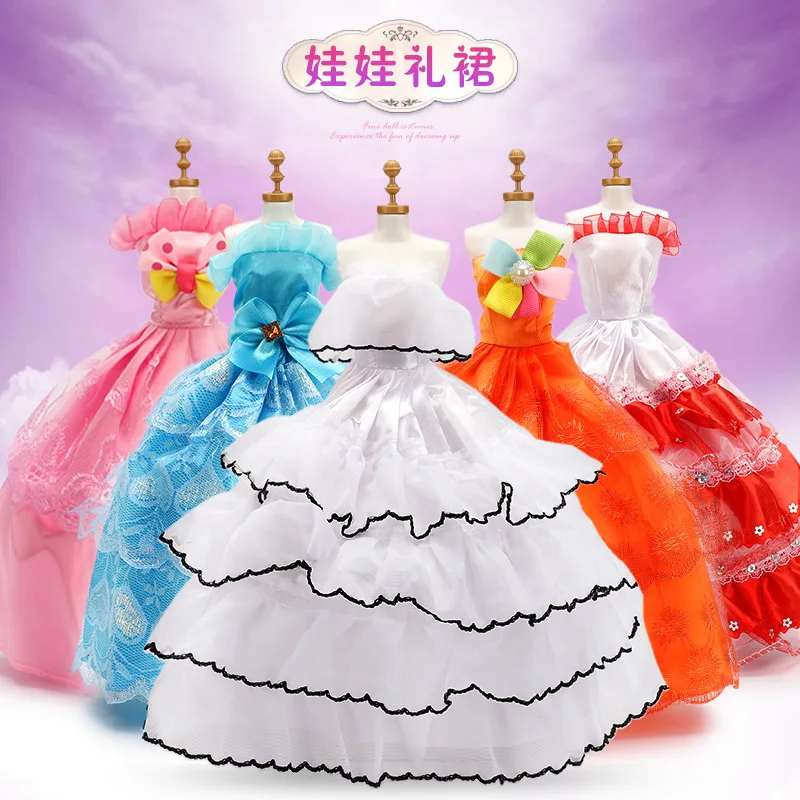 

4pcs/lot 1pcs/lot Princess Wedding Dress for Barbie Doll Clothes Bridal Gown Outfits 1/6 BJD Dolls Accessories Kid Toy Girl Gift