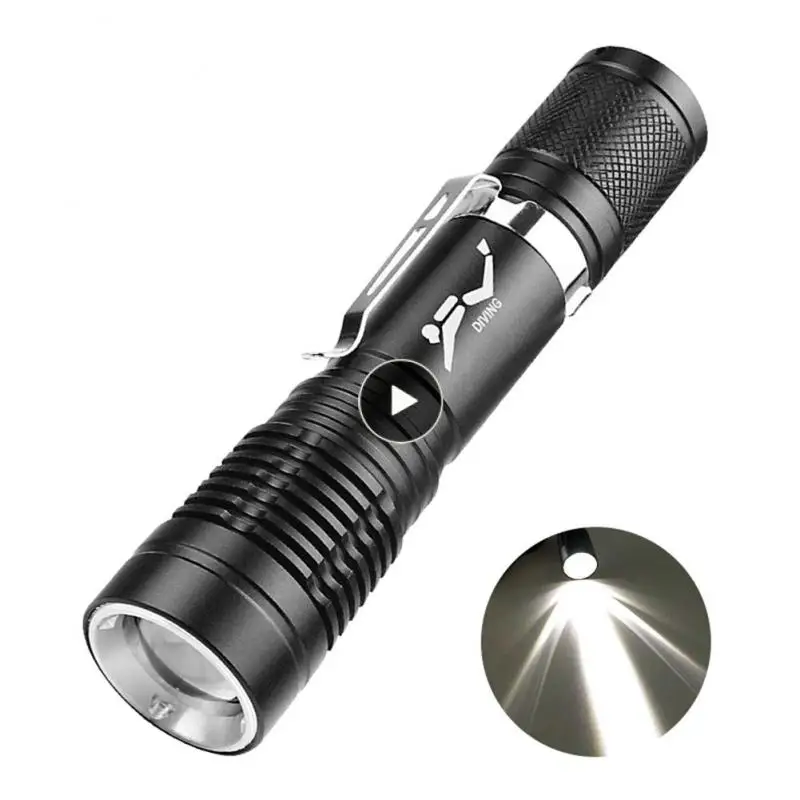 

Powerful LED Diving Flashlight Pen Clip Mini Portable Aluminum Waterproof Underwater Torch Outdoor Camping Climb Mountains Lamp
