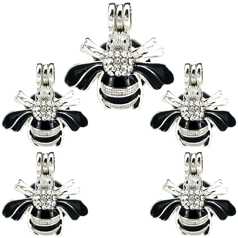 

10PCS Fashion Honey Bee Pearl Cage Charms Locket Aromatherapy Diffuser Pendant For Gift Necklace Keychain Jewelry Making