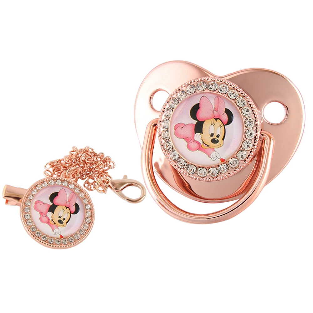 

Disney Minnie Baby Pacifier with Chain Clip Newborn BPA Free Bling Infant Dummy Soother Nipple