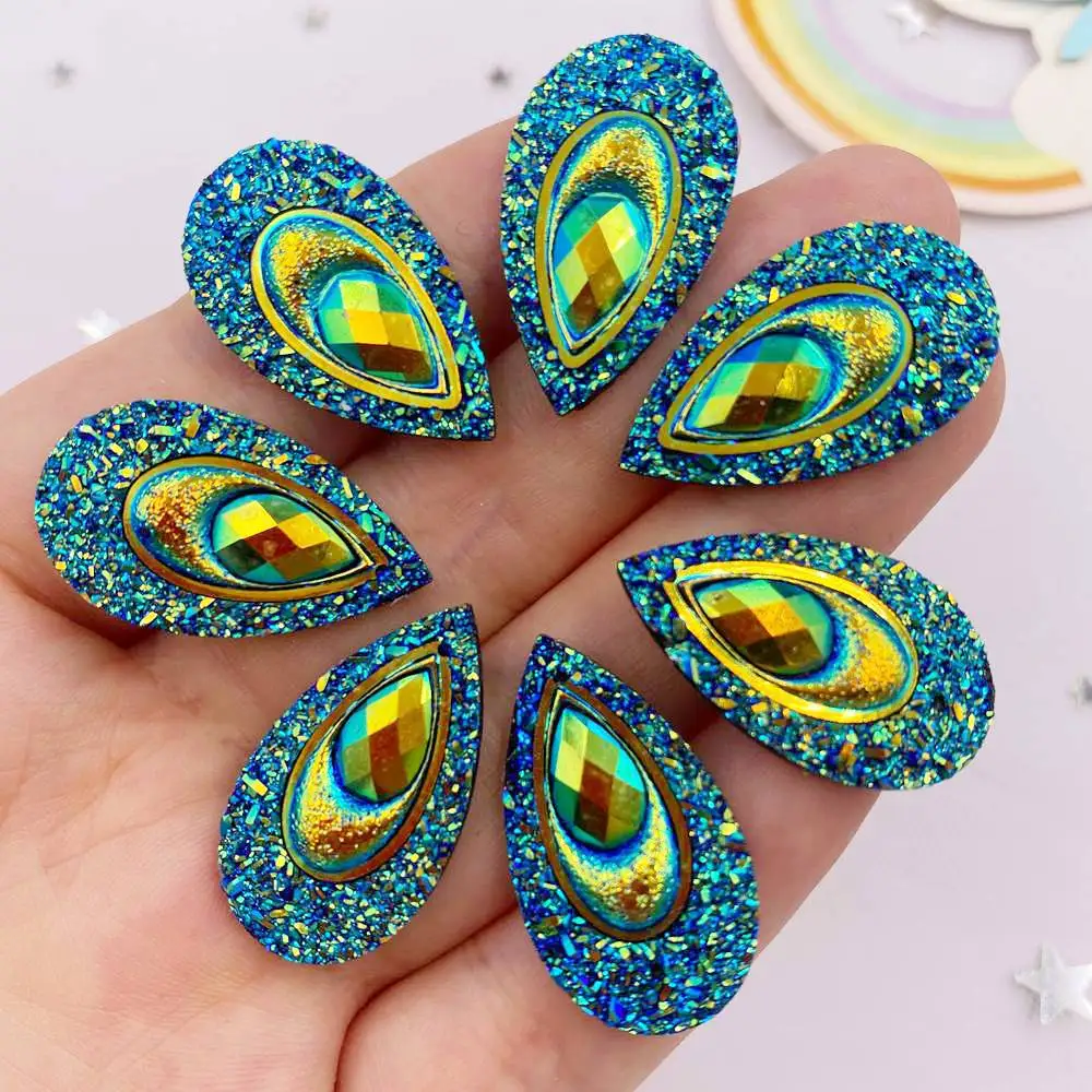 Блестящие стразы из смолы AB 16*28 мм, 30 шт., в форме павлина, в форме капли, стразы, аппликации, свадебные украшения, кристаллы, блестящие C696