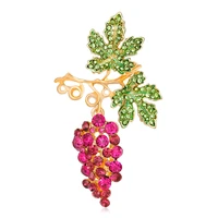 tulx rhinestone grape brooches women beauty crystal grape fruits weddings banquet party office brooch pins gifts
