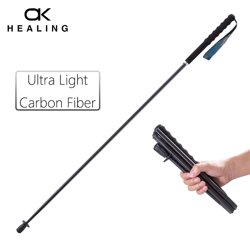 

Foldable Trekking Poles Ultra Light Weight Hiking Sticks Portable Carbon Fiber Collapsible Outdoor Walking Cane Sticks 5-Section
