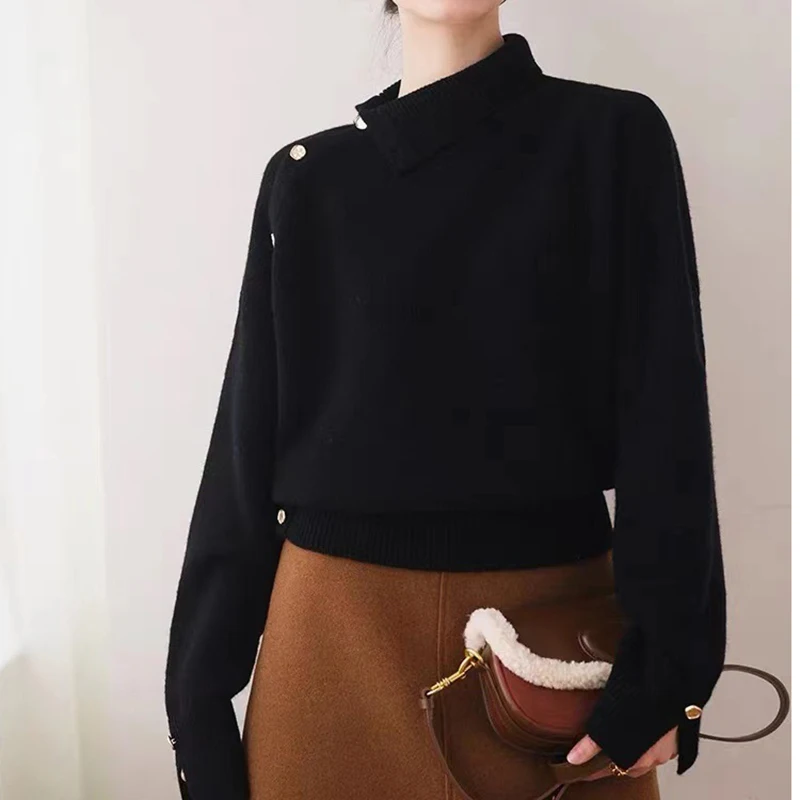 Винтажная водолазка GIDYQ красный яркий свитер женские элегантные шикарные