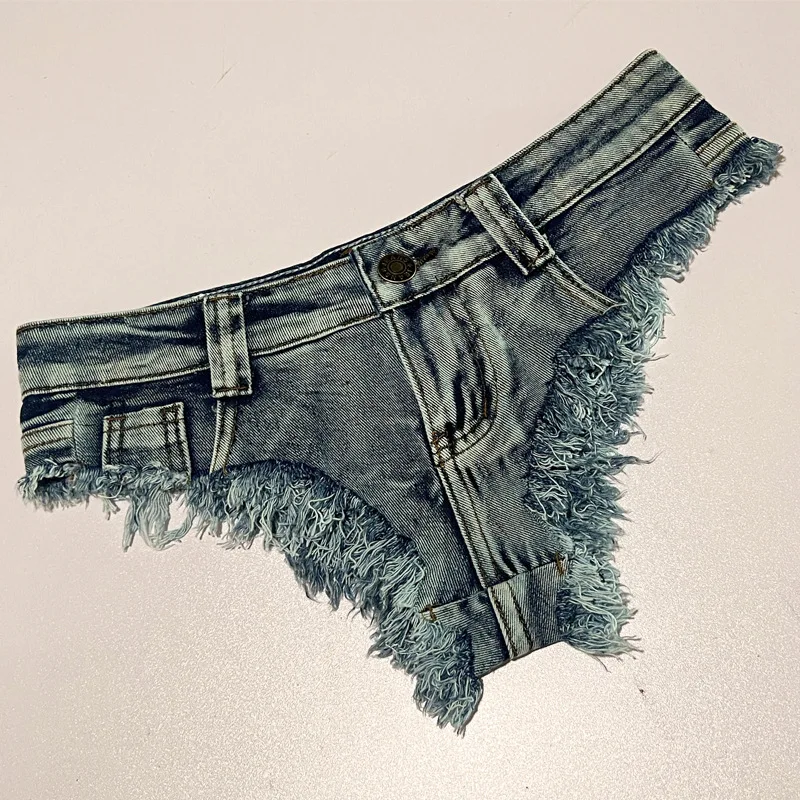 Jeans Shorts for Women Tight-fitting Slim Nightclub Pole Dancing Ultra-low Waist Shorts Sexy Hot Pants