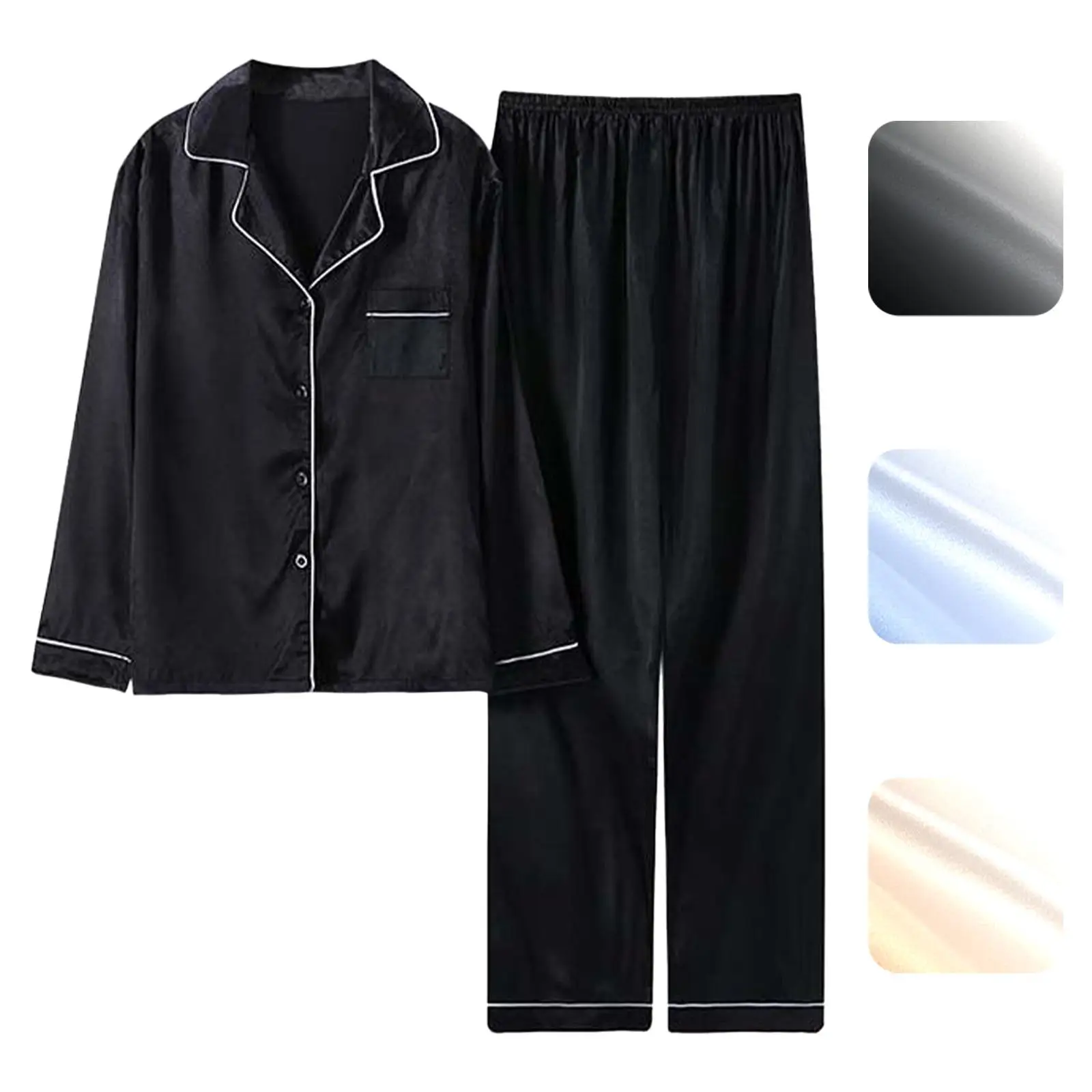 

Men Sleepwear Pajamas Set Nightwear Full Length Sleeve Button Down Classic Fashion Breathable Loungewear Soft Elegant Home Wear