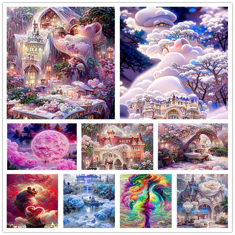 

Diamond Painting Chateau Montrose Castle 5D Diy Embroidery Mosaic Full Round Square Rhinestone Kits Crafts Home Decoration