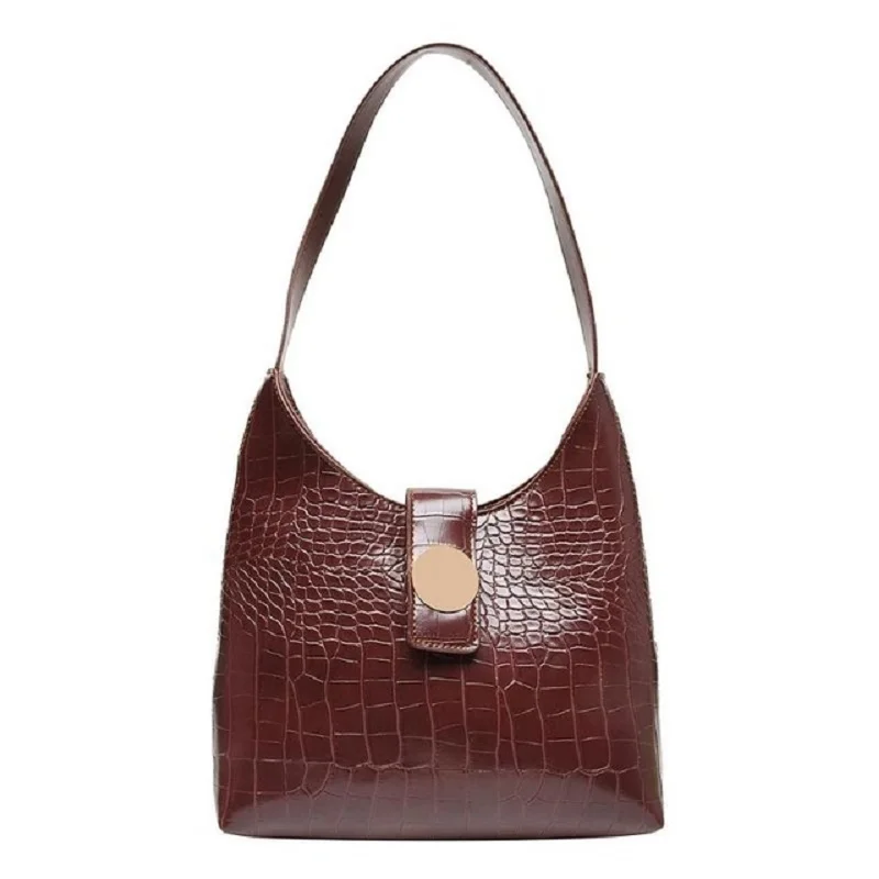 

Crocodile Pattern Crossbody Bags Women PU Leather Handbags Solid Color Shoulder Bag Simple Elegant Shopping Totes Saddle Bags
