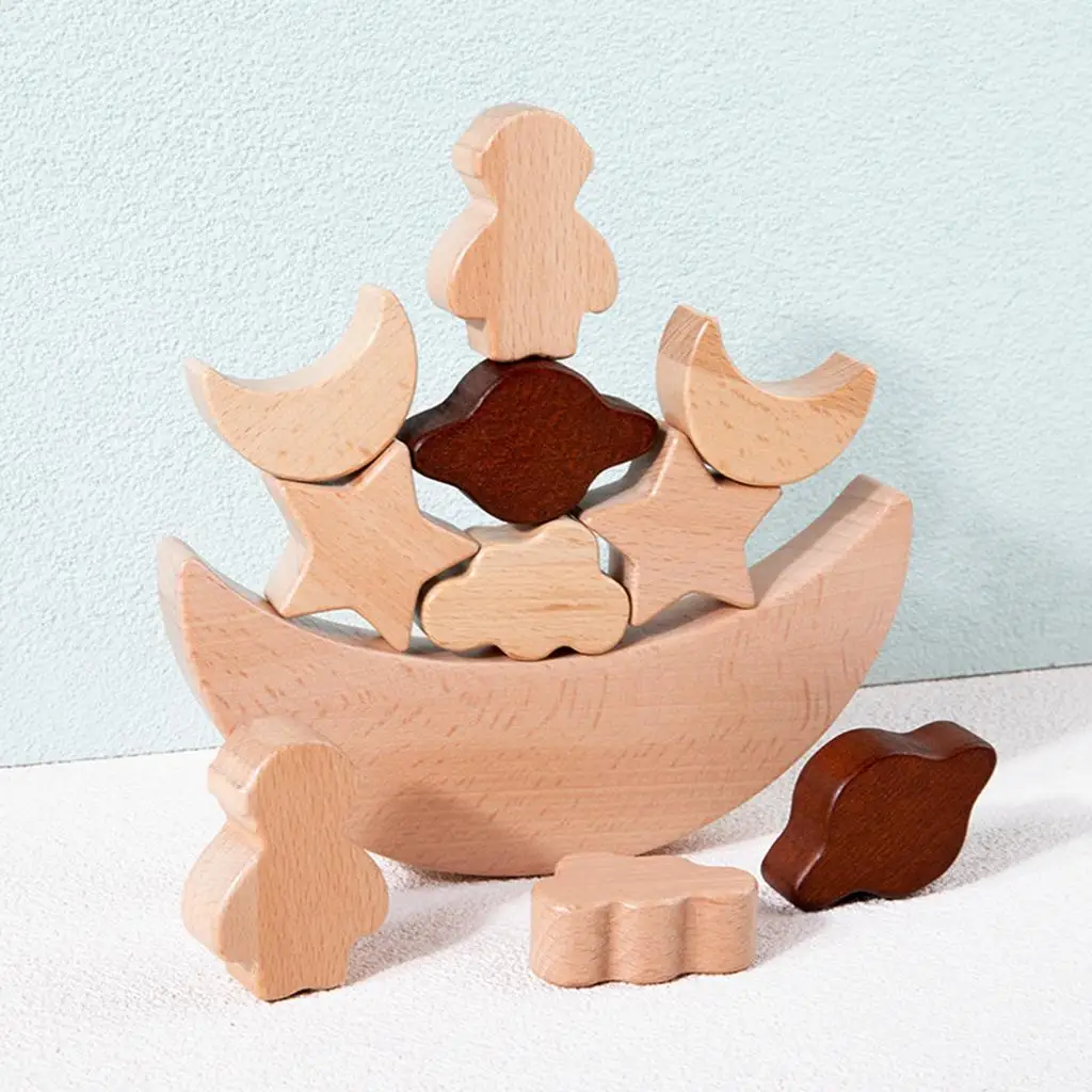 

Montessori Toys Moon Stacking Blocks Puzzle Toys Motor Skills for Ages 3+