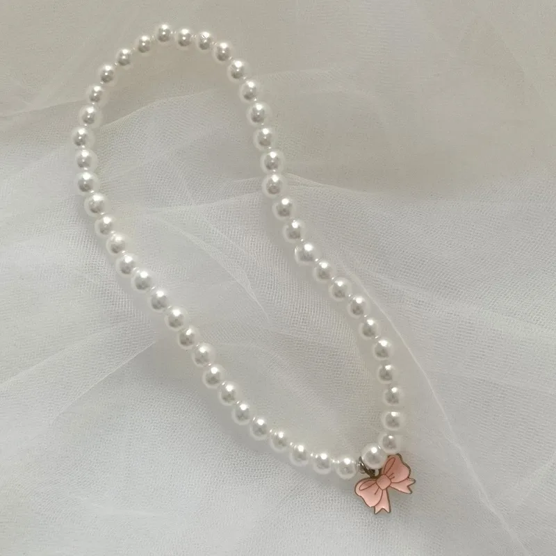 Ошейник для собак милое жемчужное ожерелье бант с любовью кошка и кулон