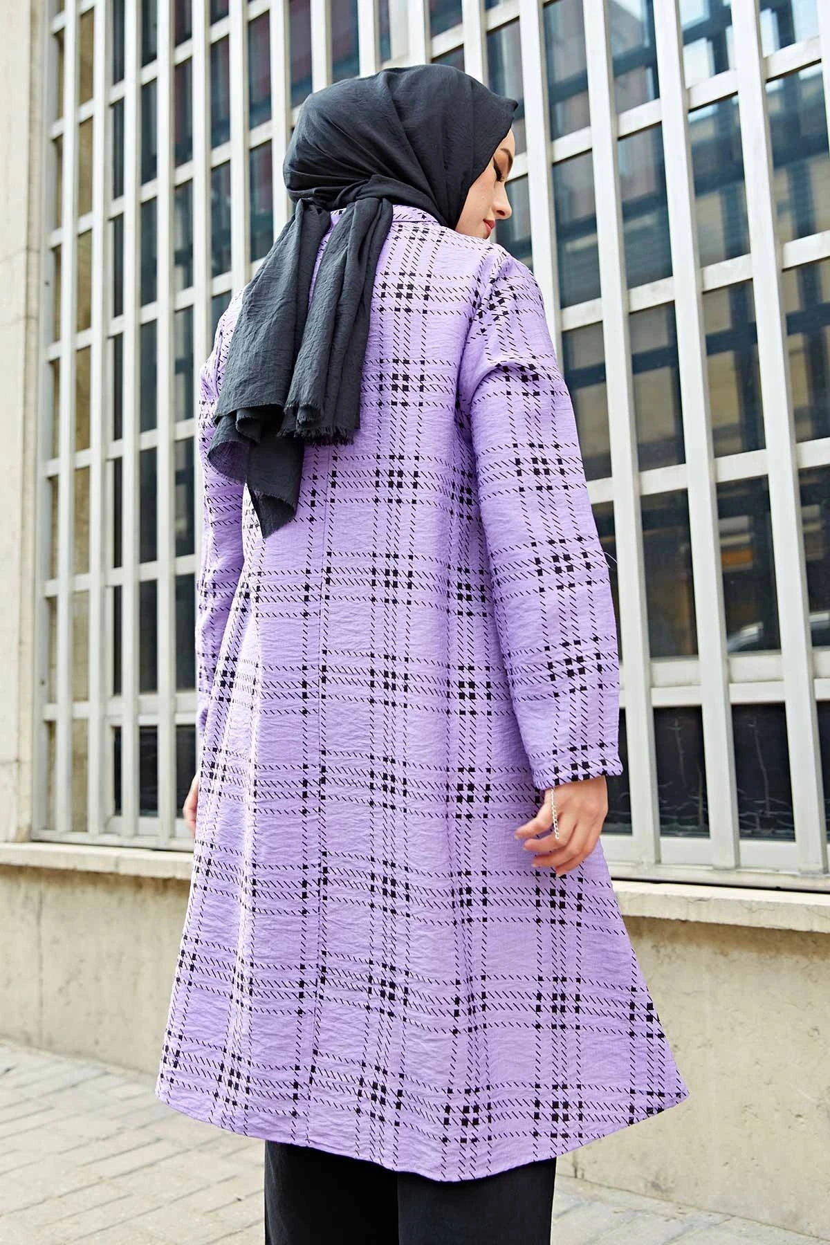 Patterned Asymmetrical Cut Shirt TH-Purple