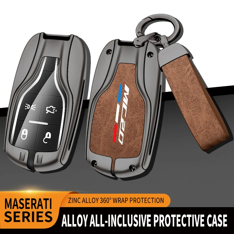 

Car Zinc Alloy Key Case Bag Car Key Chain Metal Key Shell For Maserati MC20 Levante Ghibli GranCabrio Granturism Quattroporte GT