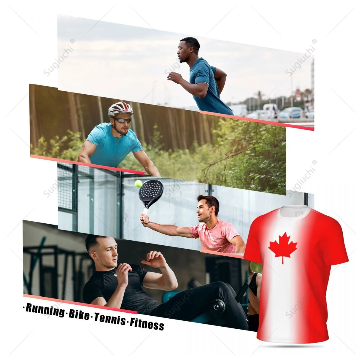 Спортивная сетчатая футболка с флагом Канады для бега велосипеда футбола