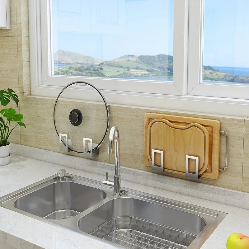 

2PCs Stainless Steel storage Holder Kitchen Sink Self Adhesive Drainer Shelf Drying Rack Storage Kitchen Accesssories Organizer