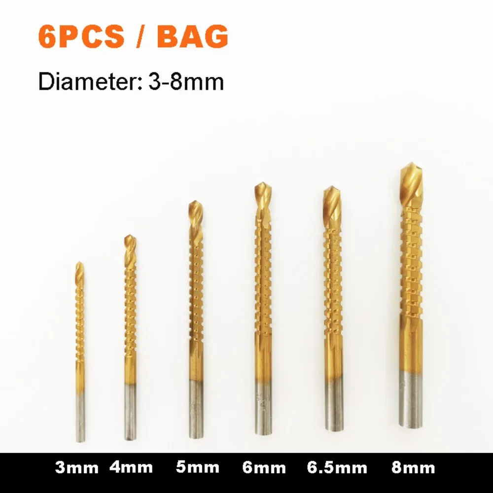 

Drill Bit Set 6pcs/bag High Speed Stee Woodworking Tools Wood Punching Slotting Sets Of Hand Tools Multi Function Metal Drills