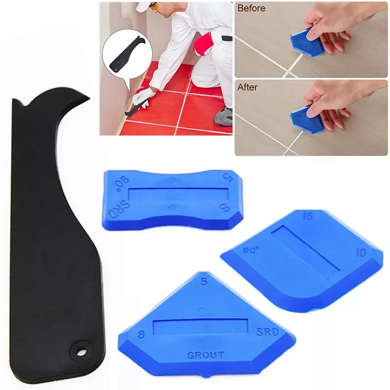 

Hot 4pcs Door Silicone Sealant Spreader Spatula Scraper Cement Caulk Removal Tool Kit Window Caulking Finishing Sealant Grout