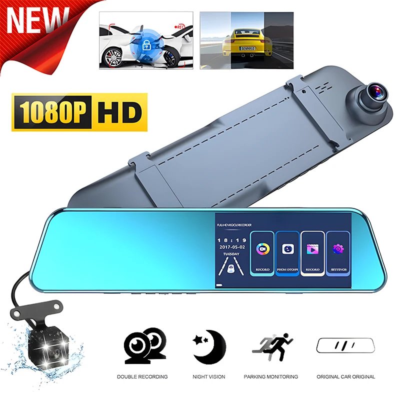 

Видеорегистратор автомобильный с камерой заднего вида, 5 дюймов, HD 1080P