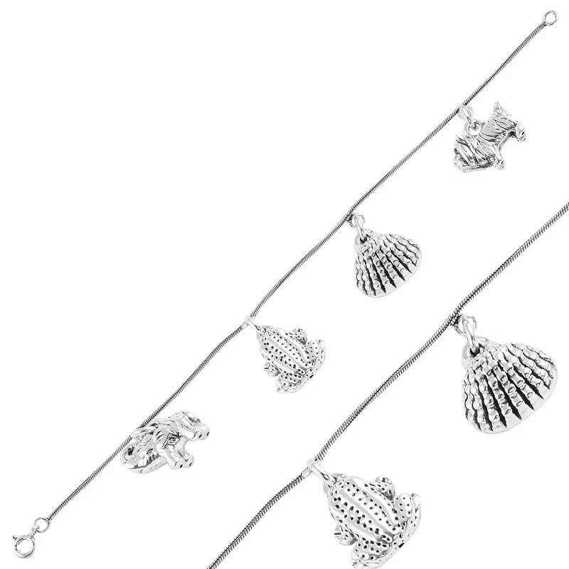 

Серебро 925 пробы Серьги с короткими рукавами с изображением слона, лягушка, мидий оболочки & собака браслет из серебра