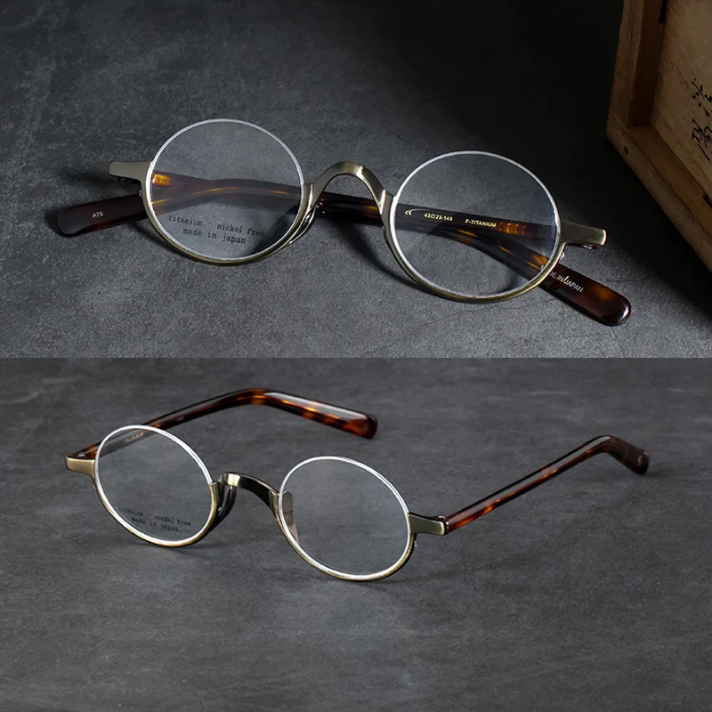 

Japan Handmade Vintage Personalized Titanium Glasses Frame Men Myopia Optical Eyeglasses Women Retro Round Semi Rimless Eyewear