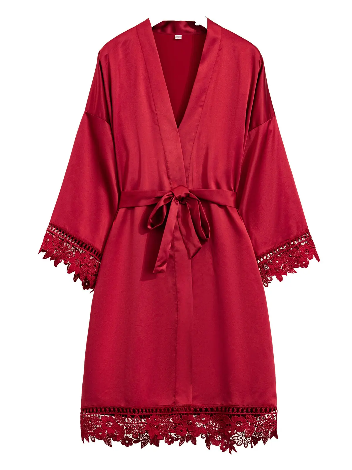 Bride Robe Bridesmaid Robes Lace Robe Short Silk Robe Lace Kimono Robe Satin Bridal Party Robes for Women Bathrobe Burgundy