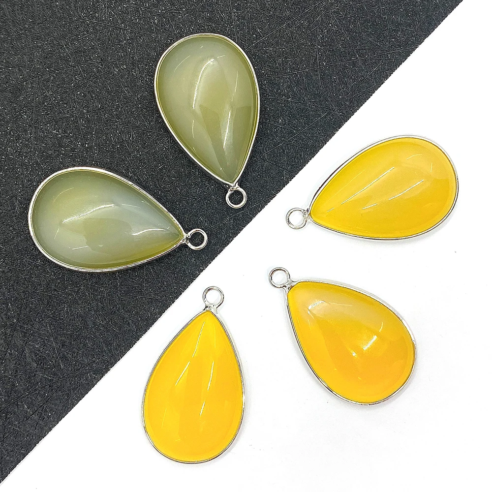 

Natural Stone Yellow Onyx Drop Pendant 18x30mm Charm Making DIY Necklace Earrings Fashion Jewelry Boutique Ladies Accessories