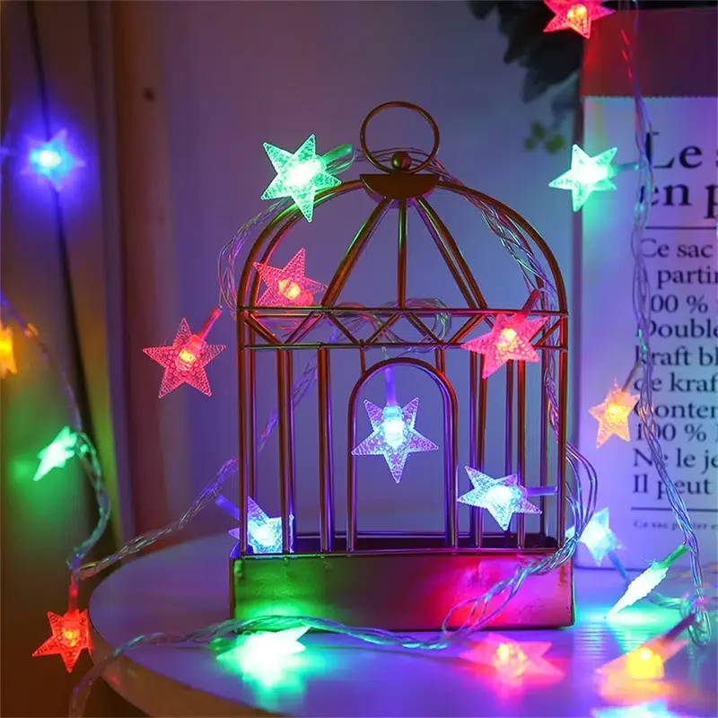 

HMTX Christmas Lights, Christmas Decoration 1pc 10ft/3m Star String Lights, Battery Operated Christmas Warm White Twinkle Stars