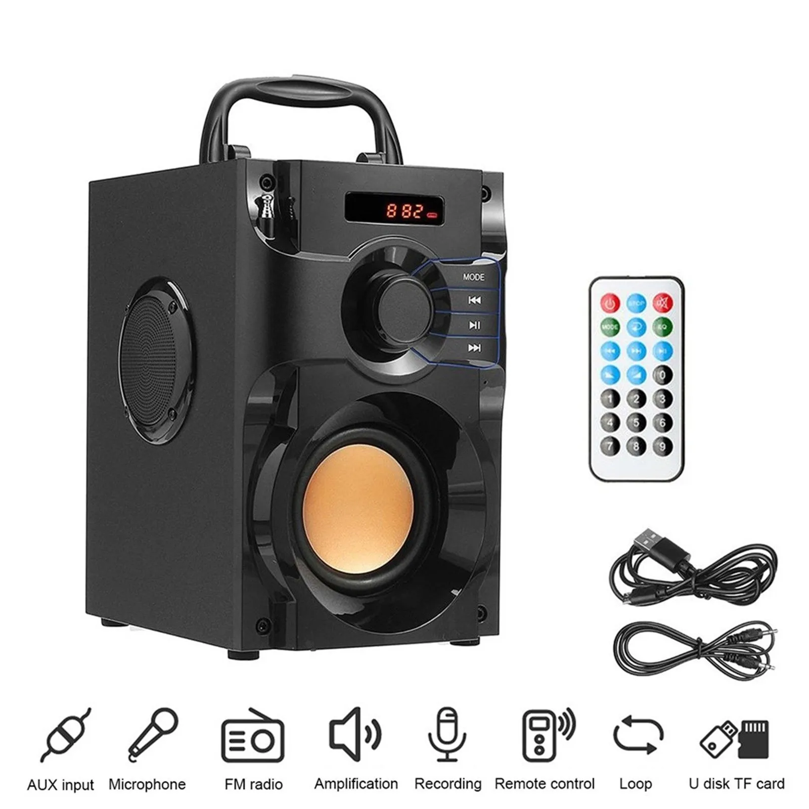 

A11 Wireless Bluetooth Speaker 10W Portable Subwoofer Bass Speaker TF/Remote/USB Three speaker outputs Stereo surround