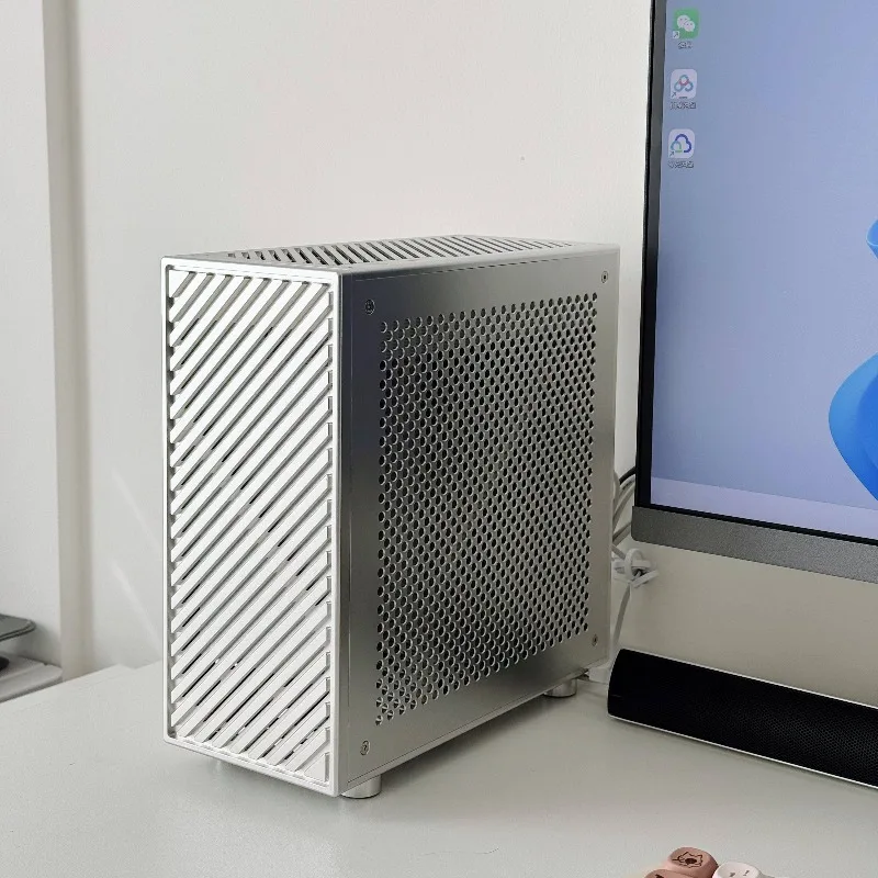Фото Корпус LP-P6 SFF ITX для низкопрофильных видеокарт RTX 4060 5060, блок питания 1U, алюминиевые диагональные и наклонные крыши. №1