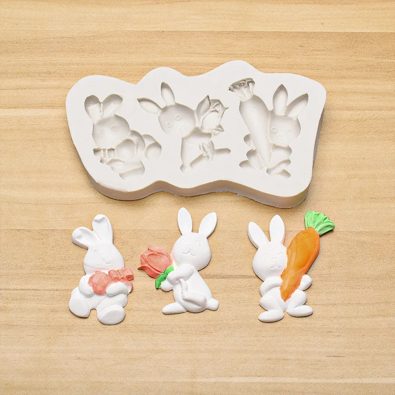 

Пасхальная силиконовая форма, разноцветная форма в виде кролика, зайчика, для вышивки для выпечки, желе кон шоколадных тортов, инструмент