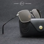 Солнцезащитные очки LM для мужчин и женщин UV-400, брендовые прямоугольные поляризационные, в металлической оправе, с пружинными петлями, антибликовые, для вождения