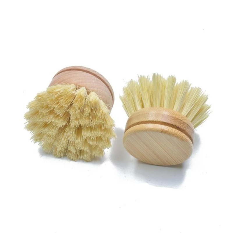 

2pcs Kitchen Creative Bamboo Handle Cleaning Brush Scourer Pan Dish Bowl Pot Brush Household Kitchen Cleaning Tools