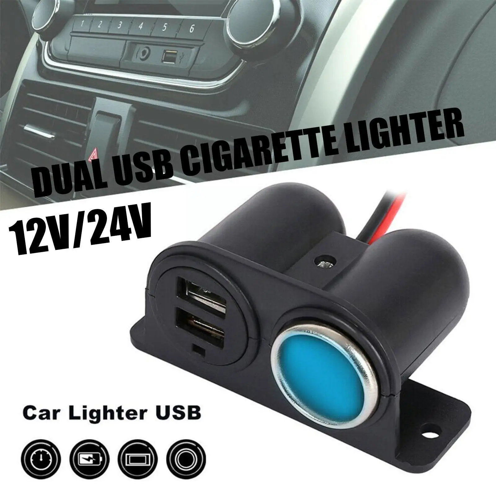 

Car Charger 12V/24V Car Cigarette Lighter Socket Splitter Chargers 3100mA Adapter Charger 3.1A Power USB Car Port Two O4U1