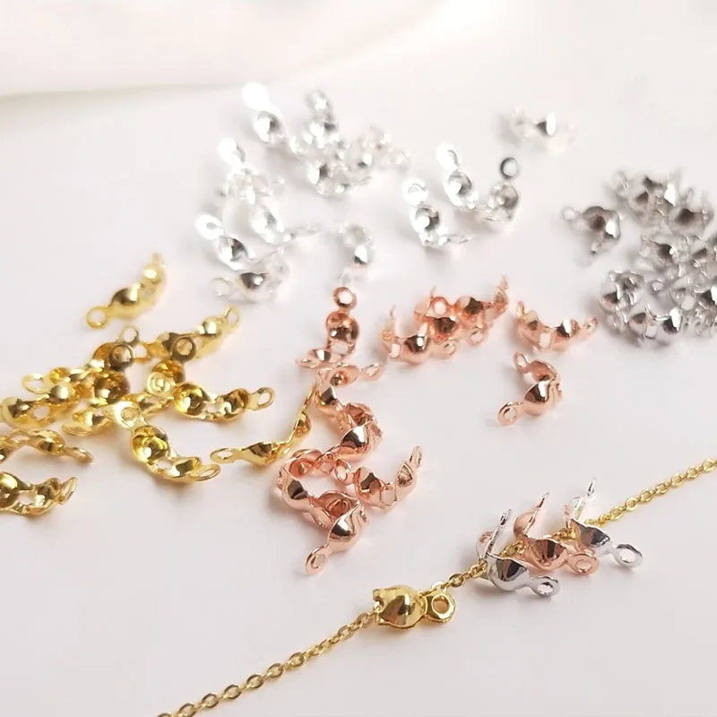 

Connector Clasp Fitting 4*7.5mm Ball Chain Calotte End Crimps Beads Connector Components For DIY Jewelry Making Supplies