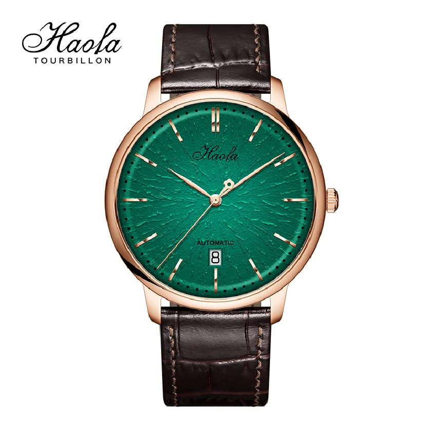 

Haofa Luxury Brand Automatic Watch Men Mechanical Thin Dial Calendar Sapphire Wristwatches Self Winding Waterproof Simple Clock