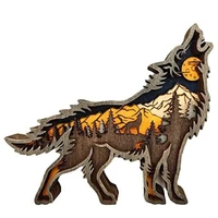 multi layer wood carving forest animal wolf wall decoration home wall carving decoration suitable for country decoration