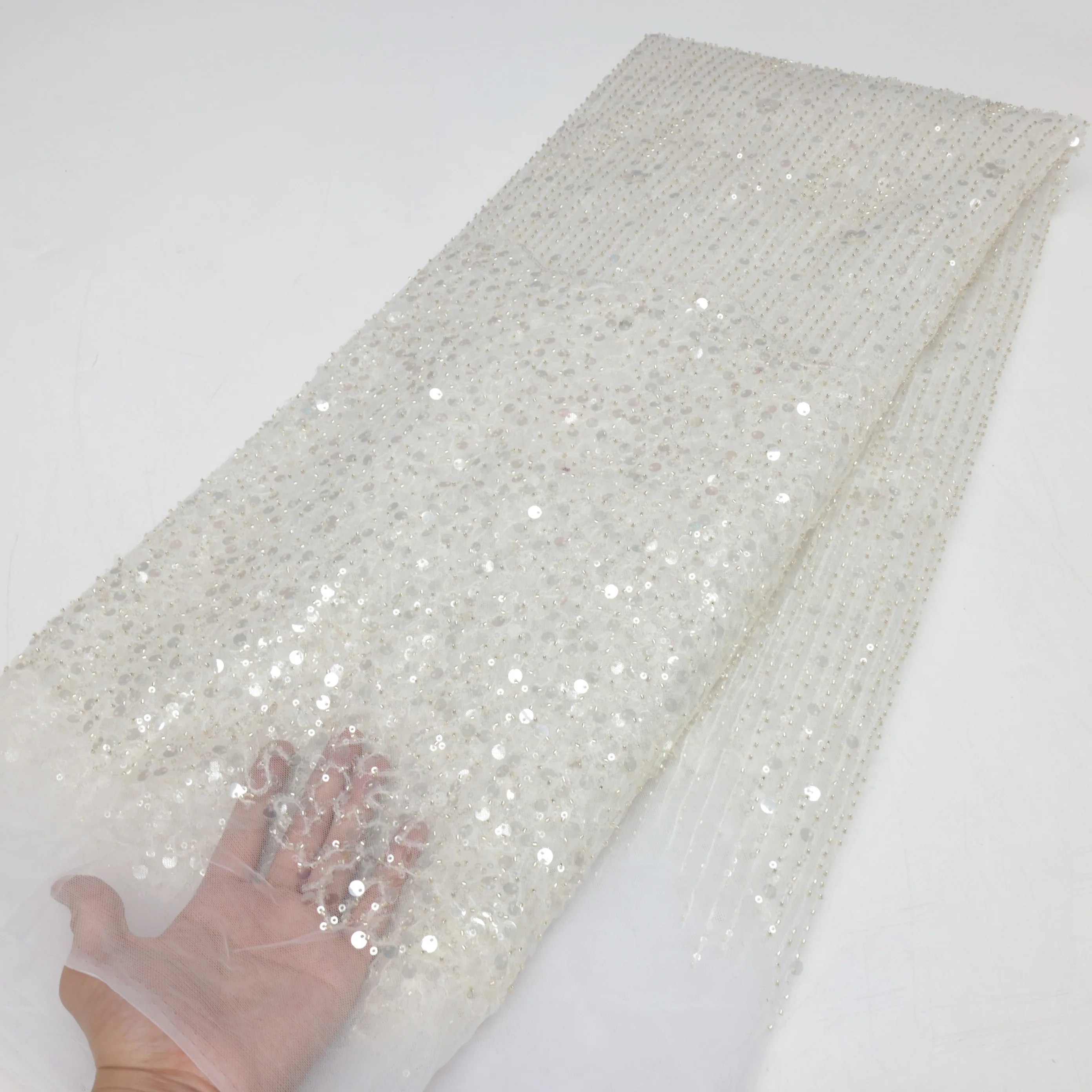 Высококачественная африканская кружевная ткань с вышивкой бисером во