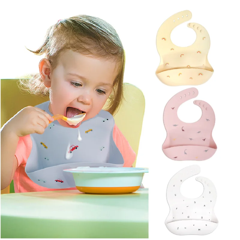 

Waterproof Soft Baby Silicone Bibs Kids Girl Boy Adjustable Children Bib Baby Lunch Feeding Stuff Saliva Dripping Bibs BPA Free