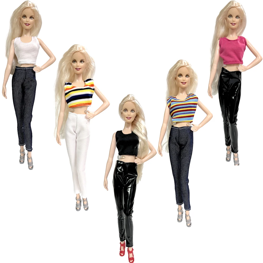 

NK 5 Pcs/ Set Clothes For Barbie Doll Fashion Top Long Jeans For 1/6 BJD Doll Outfits 11.5" Dolls Accessories DIY Toys
