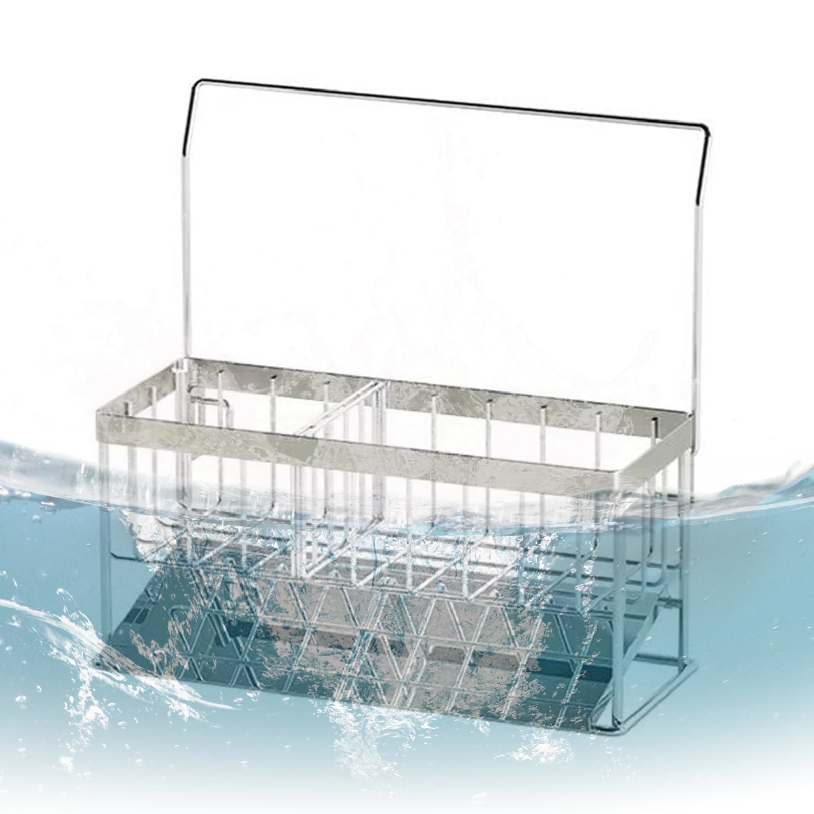 

Kitchen Sink Sponge Holder Stainless Steel Soap Dispenser Caddy Brush Utensil Organizer Rustproof Sink Drainer Basket Drying