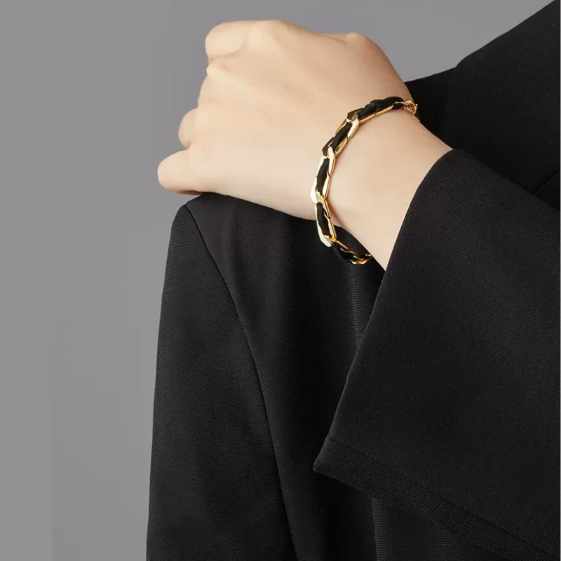 

Black Braided Chain Bracelet Personality Copper Jewelry Gift for Friend Women Men Wristband Classic Female