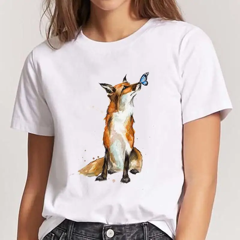 

Женская футболка с коротким рукавом, круглым вырезом и принтом