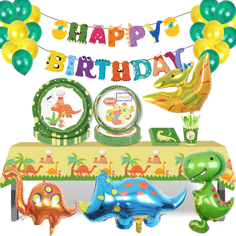 

Dinosaur Party Decorations Dino Disposable Tableware Paper Plate Cup Napkin Kids Boy Jungle Birthday Party Supplies Baby Shower