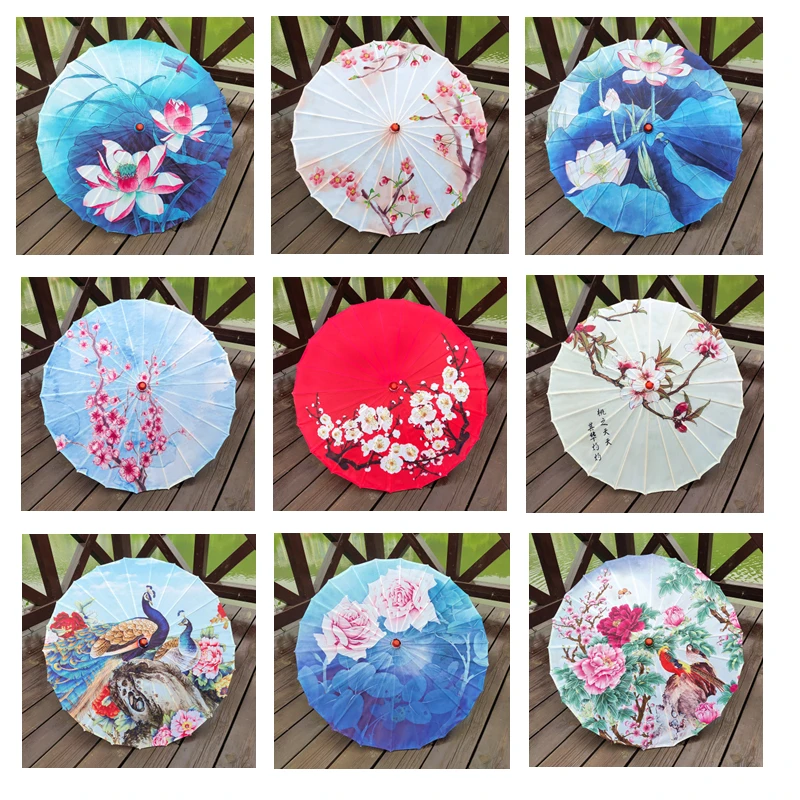 Женский декоративный зонт в виде цветка вишни с деревянной ручкой |